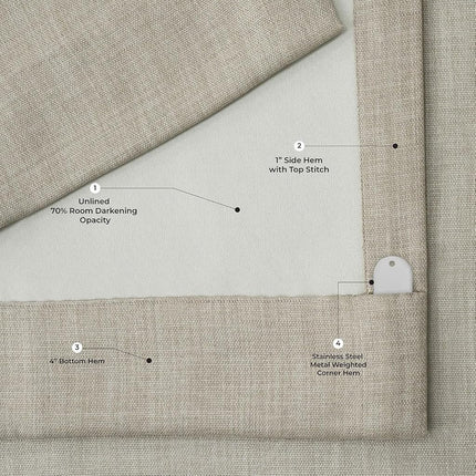 HPD Half Price Drapes Cortinas Opacas de Lino Sintético - Cortinas de Lino de Lujo de 96 Pulgadas de Largo para Dormitorio y Sala de Estar (1 Panel), 50W X 96L, Avena