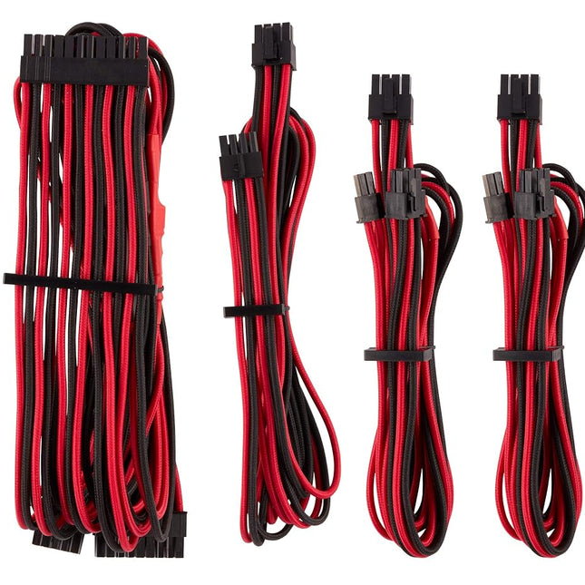Corsair Premium Individually Sleeved PSU Cables Starter Kit Type 4 Gen 4 – Red/Black