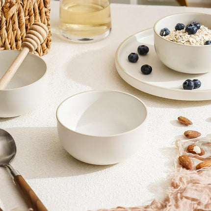 S&Q'S Ceramics Ceramic Small Bowls for Kitchen, Set of 6, 10 Ounces Small Ceramic Bowls for Condiments, Dipping, Side Dishes (Glazed Matte Off-White), (TSW)