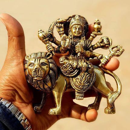 ESPLANADE Brass Statue Maa Durga Mata Rani Idol for Home Mandir (4.6")