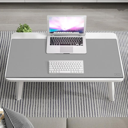 Cacoy 100x40cm Leather Desk Pad Blotter, PU Leather Desk Protector Mat, Large Gaming Mouse Pad for Desktops and Laptops - Grey