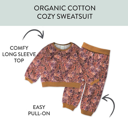 HonestBaby Multipack Sudadera con capucha y pantalón de chándal de algodón orgánico para bebé, niño, niña, unisex, Dreamy Jaguar (2 unidades), 6-9 meses