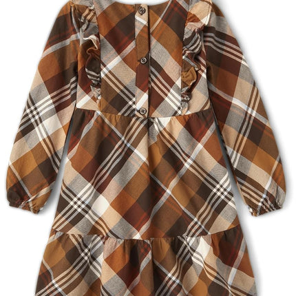 Gymboree Girls' One Size and Toddler Long Sleeve Casual Print Dresses Seasonal, Flutter Plaid, 6