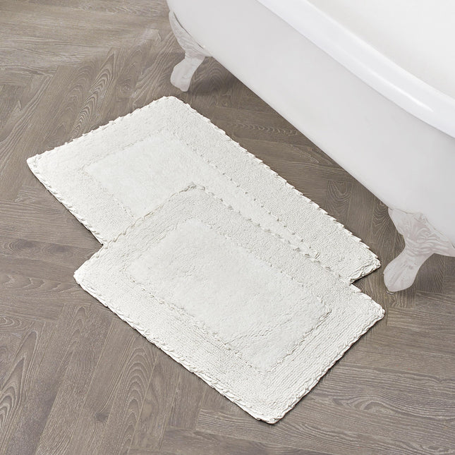 Laura Ashley Ruffle Cotton 2-Piece Bath Rug Set, W