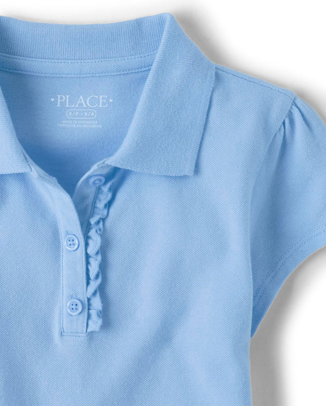 The Children's Place Girls Short Sleeve Ruffle Pique Polo Multipack, Daybreak 3-Pack, Large