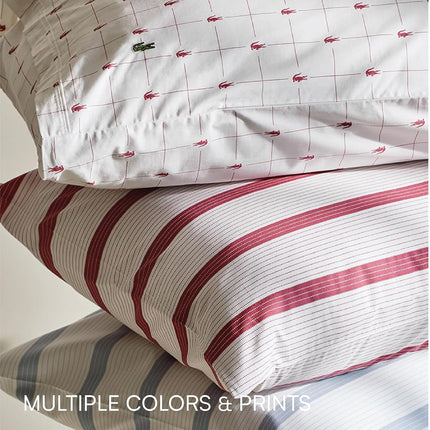 Lacoste Printed Percale Sheet Set, California King, Slice Vintage Indigo