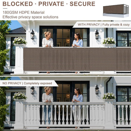 SUNNY GUARD 2.5' x 6' Balcony Privacy Screen, HDPE Patio Railing Cover Fence