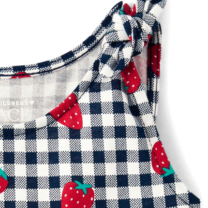 The Children's Place Baby Girls' and Toddler Tank Top Everyday Summer Dress, Strawberry Gingham, 6-9 Months