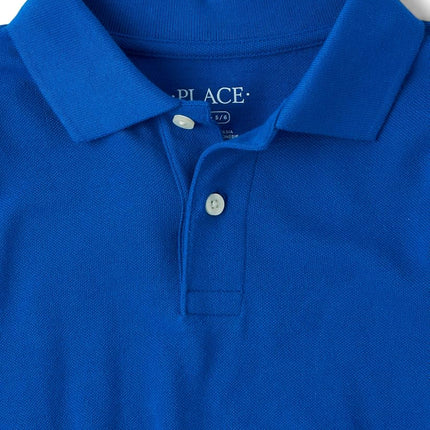 The Children's Place Boys' Multipack Long Sleeve Pique Polos, Black/Renew Blue 2-Pack, X-Large