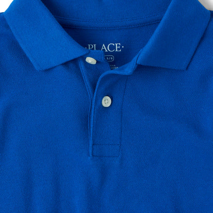 The Children's Place Boys' Multipack Long Sleeve Pique Polos, Black/Renew Blue 2-Pack, X-Small