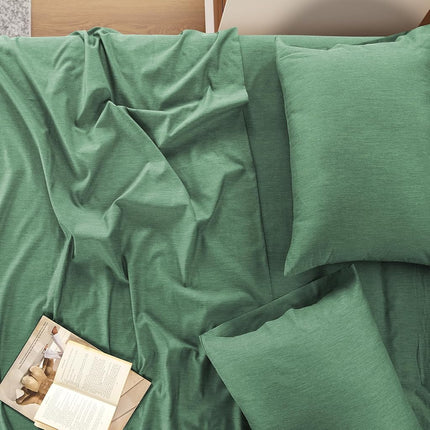 Izod - Melange Performance Cotton Sheet Set, Heavy Duty and Long Lasting Fabric, Deep Pockets, 300 Thread Count, Queen/Deep Forest