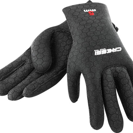 Cressi High Stretch Gloves -Unisex 5-Finger Diving Gloves made of Soft, Single-lined, High-strength Neoprene, 3.5mm, Black/Red Logo, L