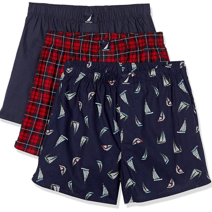 Nautica Men's Classic Cotton 3-Pack Woven Boxer Sh