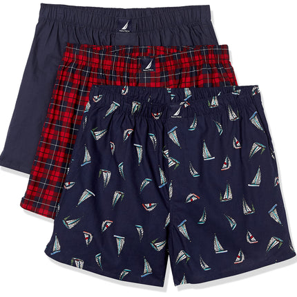 Nautica Men's Classic Cotton 3-Pack Woven Boxer Sh