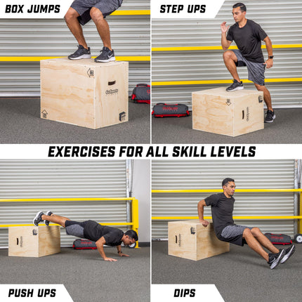 GoSports Fitness Launch Box Caja de salto de madera con altura ajustable 3 en 1 para ejercicios de todos los niveles - XL