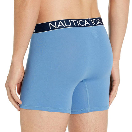 Nautica Men's 3-Pack Classic Cotton Stretch Boxer Briefs, Monaco Blue/Riviera Blue/Sails Red, S