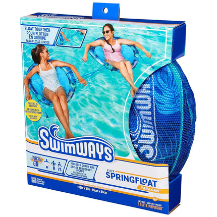 SwimWays Elite Spring Float Papasan Pool Lounger, Inflatable Pool Floats with Fast Inflation, Pool Lounge Chair for Adults up to 250 lbs