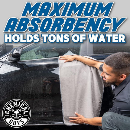 Chemical Guys Waffle Weave Grey Matter 70/30 Blend Microfiber Drying Towel with Silk Edging, 25" x 36"