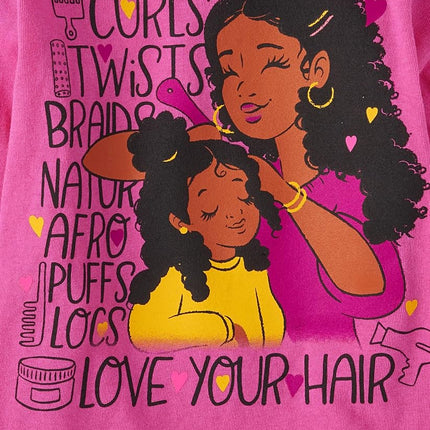 The Children's Place Baby Toddler Girl Short Sleeve Graphic T-Shirt 3-Pack, Unicorn/Love Your Hair, 2T