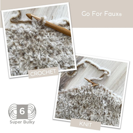 Lion Brand Yarn Go for Faux, Bulky Faux Fur Yarn for Knitting, Crochet, and Crafts, Bear, 1 Pack