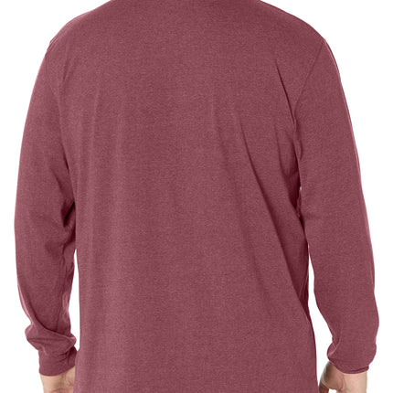 Dickies Men's Long Sleeve Heavyweight Crew Neck Work Utility T-Shirt, Burgundy Single Dye Heather, XL