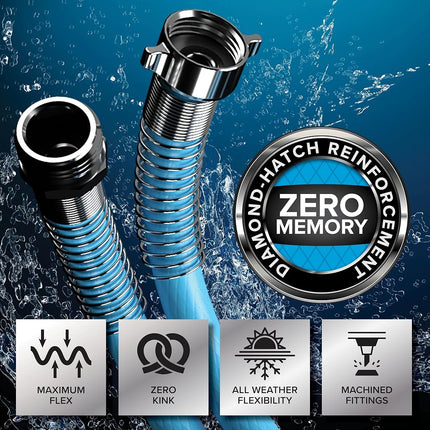 Camco EvoFlex 50-Foot Drinking Water Hose | Features an Extra Flexible Construction, Stainless Steel Strain Reliefs on Each Hose End, and is Ideal for RV and Marine Use (22596)