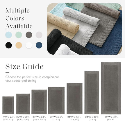 Madison Park Signature Splendor Reversible 100% Cotton Tufted Bathroom Rug-3000 GSM Hotel Quality Luxurious Plush High Pile Bath Mat Absorbent, Quick Dry, Shower Room Décor, 21x34, Charcoal