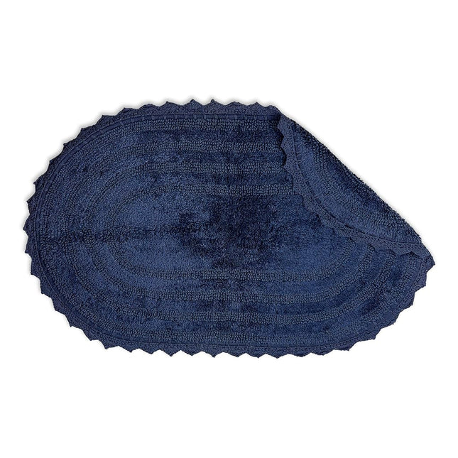 DII Crochet Collection Reversible Bath Mat, Large Oval, 21x34, French Blue