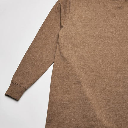 Dickies Men's Long Sleeve Heavyweight Henley Shirt, Brown Duck Single Dye Heather, S