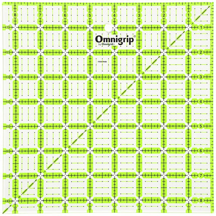 Dritz Omnigrip 6.5in 8.5in 10.5in Combo Pack Quilting Ruler, 6" by 6" Stitched in Yarn, Clear