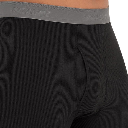 Fruit of the Loom Men's Recycled Premium Waffle Thermal Underwear Long Johns Bottom (1, 2, 3, and 4 Packs) Pajama, Black/Black/Natural, 4X-Large (Pack of 3)