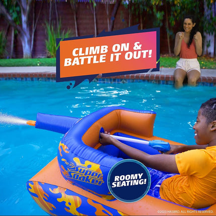 Nerf Super Soaker Megaforce Battle Tank Ride-On � Inflatable Pool Float with Pool-Fed Mega Water Blaster