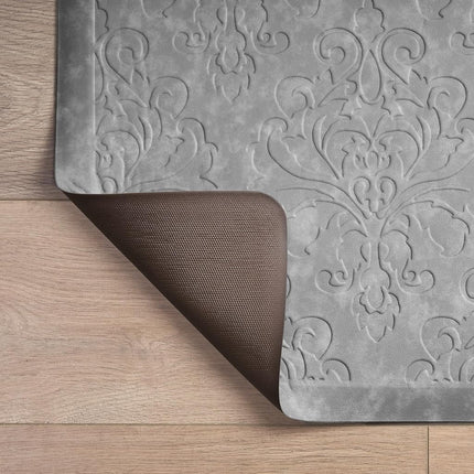 Chef Gear - Tapete de cocina antifatiga y bienestar - Diseño Marni - Tapete de chef acolchado y cómodo - Piel sintética - Alivio para cocinar y estar de pie - Antideslizante - Medidas 17.5"x60" - Gris