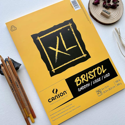 Canson XL Series Bristol Paper, Smooth, Foldover Pad, 9x12 inches, 25 Sheets (100lb/260g) - Artist Paper for Adults and Students - Markers, Pen and Ink