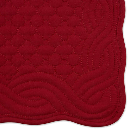DII Quilted Farmhouse Collection Tabletop, Placemat Set, Cranberry, 6 Piece