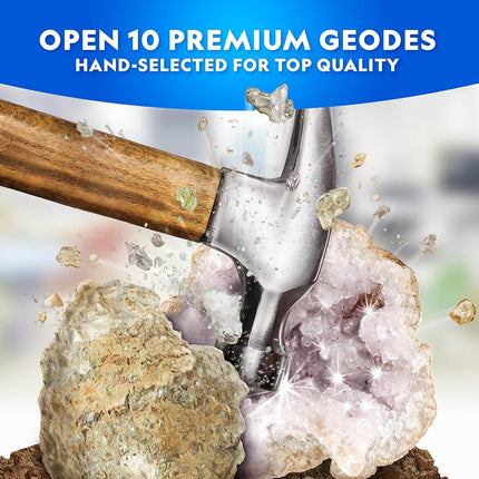NATIONAL GEOGRAPHIC Break Open 4 Geodes Science Kit – Includes Goggles, Learning Guide, Display Stand, Great Mineralogy & Geology STEM Gift
