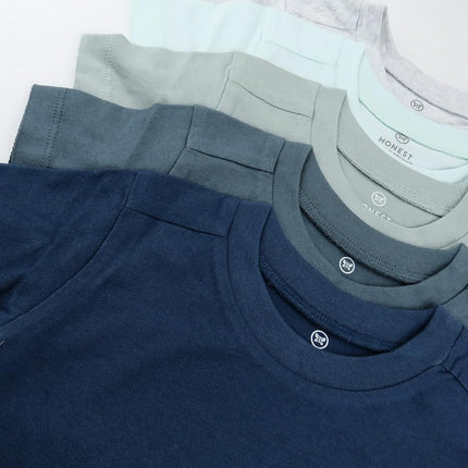 HonestBaby Lot de T-shirts à manches courtes 100 % coton biologique pour bébés, tout-petits, petits garçons, petites filles, unisexe, motif « Morning Mountains », 24 mois