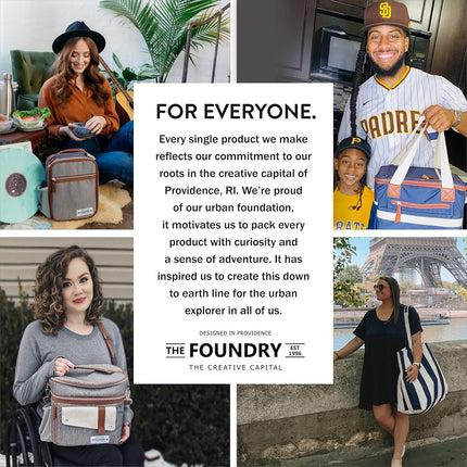 Foundry by Fit + Fresh, Thayer Insulated Lunch Bag with 2 Food Containers, Reusable Lunch Box, Mini Cooler Bag, Perfect for Work, College, Picnics, Black Stripe