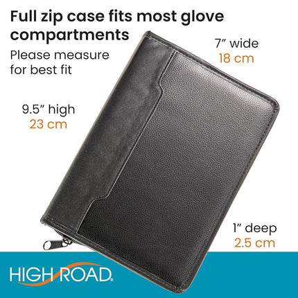 High Road Faux Leather Glove Box and Console Organizer for Manual, Registration and Insurance Documents