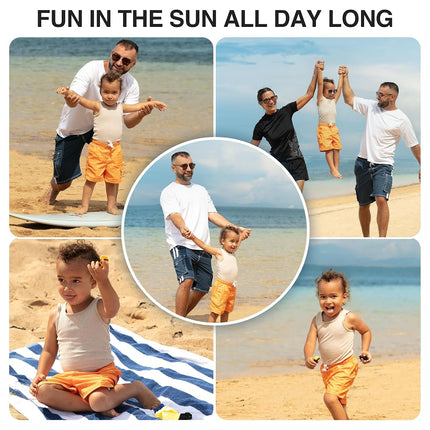 Kanu Surf Boys' Big Line Up Stripe Quick Dry Beach Board Shorts Swim Trunk, Orange, Large (14/16)