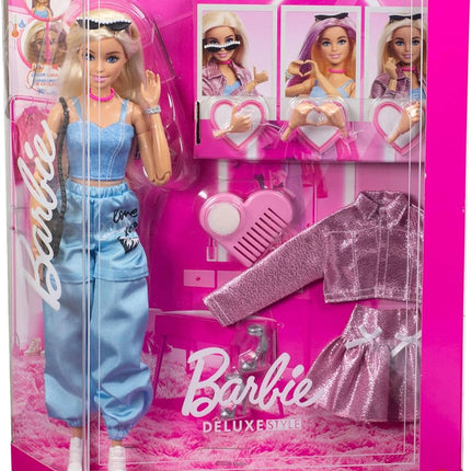 Barbie Deluxe Style Doll in Metallic Pink Barbiecore Skirt and Jacket