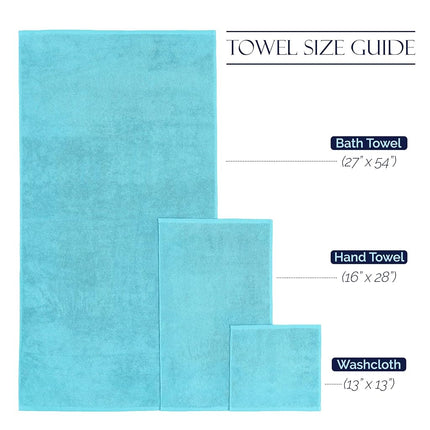 Elegant Comfort Premium Cotton 8-Piece Towel Set, Includes 4 Washcloths, 2 Hand Towels and 2 Bath Towels, 100% Turkish Cotton - Highly Absorbent and Super Soft Towels for Bathroom, Aqua
