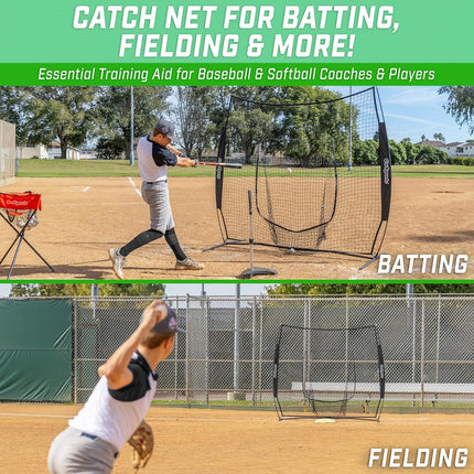 GoSports 7x7 ft Baseball & Softball Batting & Pitching Net with Strike Zone � Available in Team Colors - Black