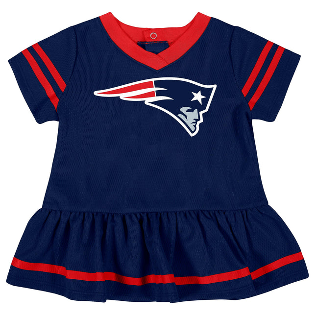 NFL New England Patriots Girls 2018Dazzle Dress & Panty, Blue, 0-3 Months