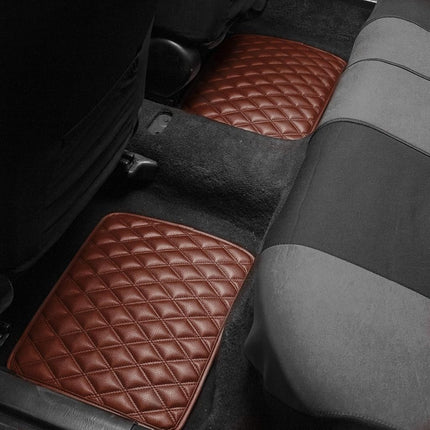 FH GROUP F12002BROWN Universal All-Season Heavy-Duty Faux Leather Car Floor Mats Diamond Design w. High Tech 3-D Anti-Skid/Slip Backing