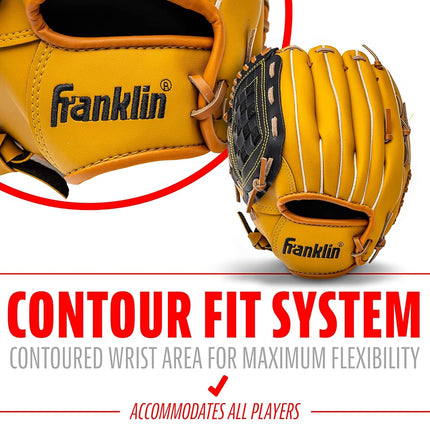Franklin Sports Baseball and Softball Glove - Field Master - Baseball and Softball Mitt, 12" - Trapeze Web, Tan