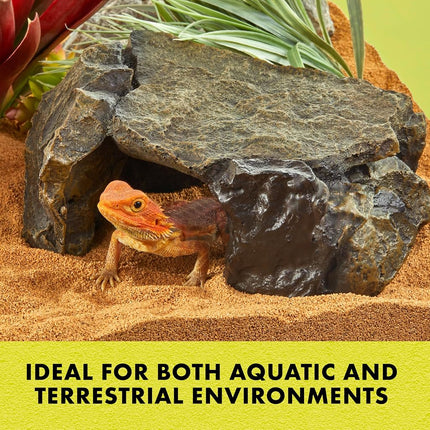 Zilla Pet Reptile Terrarium Shale Rock Den Décor, Basking Rock and Hide for Bearded Dragons and Other Reptiles, Medium