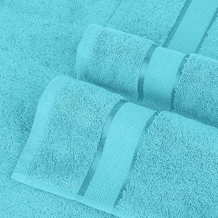 Elegant Comfort Premium Cotton 8-Piece Towel Set, Includes 4 Washcloths, 2 Hand Towels and 2 Bath Towels, 100% Turkish Cotton - Highly Absorbent and Super Soft Towels for Bathroom, Aqua