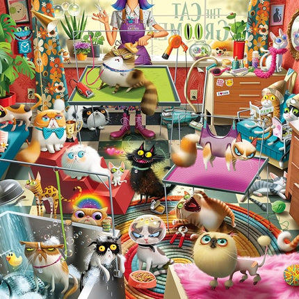 Ravensburger The Cat Groomer 1000 Piece Jigsaw Puzzle – Funny Cat Spa Scene by Dean MacAdam – Premium Quality Puzzle for Adults