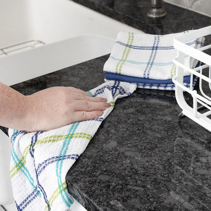 T-FAL Premium Waffle Dish Cloths: Highly Absorbent, Super Soft Long Lasting - 100% Cotton, 12"x13" Flat Waffle Dish Towel for Cleaning & Drying Dishes, (4-Pack), Cool